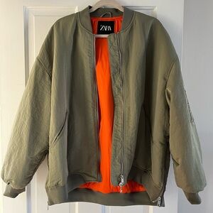 Zara green bomer jacket